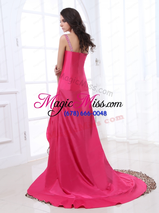wholesale brand new one shoulder beading and ruching prom dress with brush train