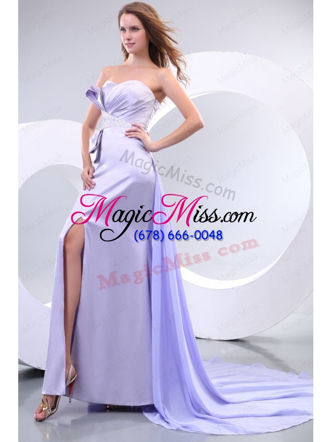 wholesale popula sweetheart court train elastic woven satin prom dresses with beading