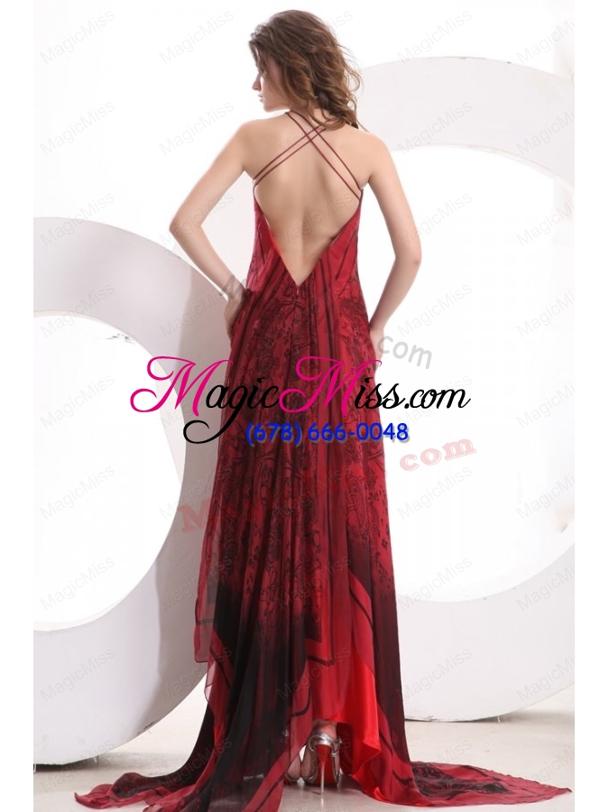 wholesale sexy empire halter floor length tulle criss cross red ruching prom dress
