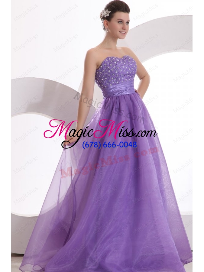 wholesale princes sweetheart organza purple lace up prom dress with beading