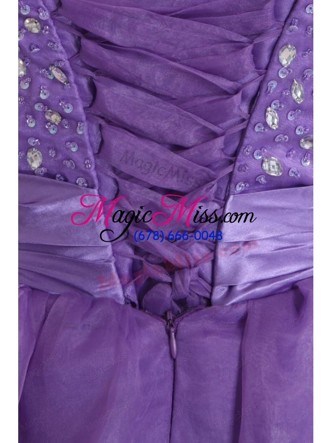 wholesale princes sweetheart organza purple lace up prom dress with beading