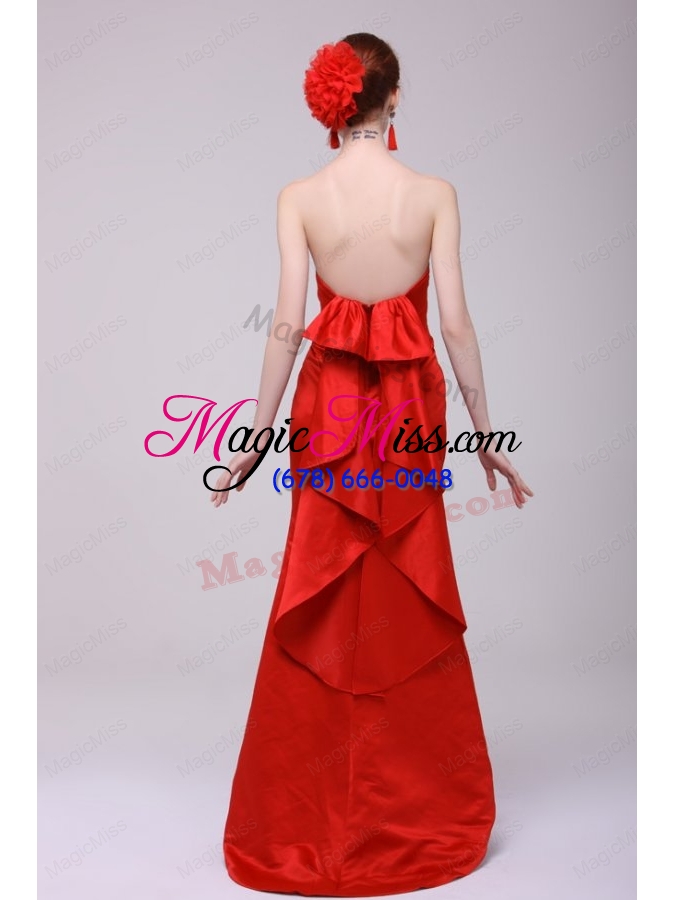 wholesale column sweethear floor length taffeta red prom dress with ruching