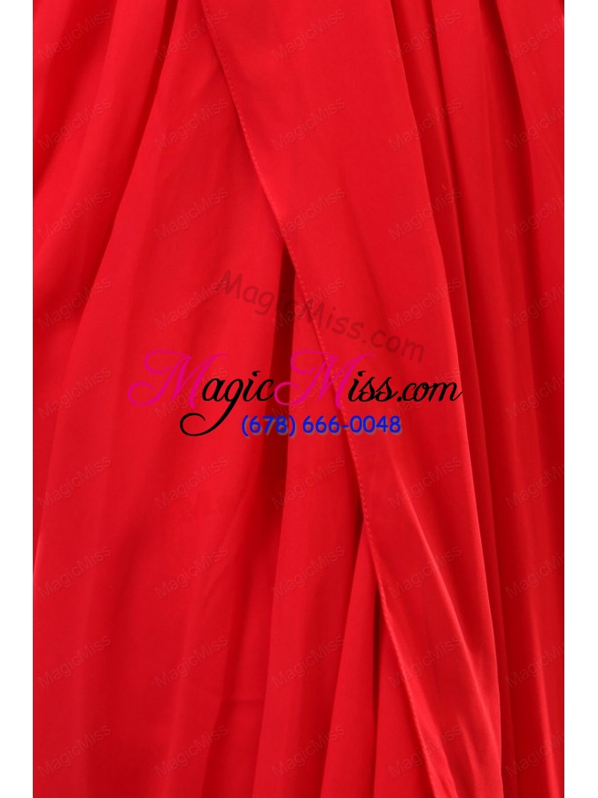 wholesale red column v neck floor length short sleeves prom dress with silt