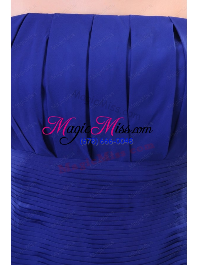 wholesale sheath royal blue strapless ruching organza prom dress