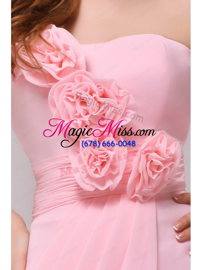 wholesale column hand made flowers baby pink strapless prom dress