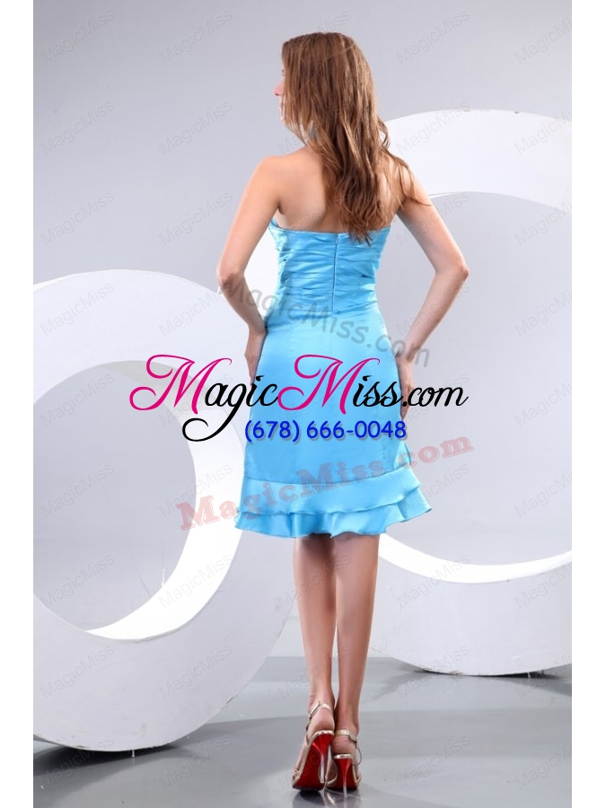 wholesale baby blue halter top ruching hand made flowers prom dress