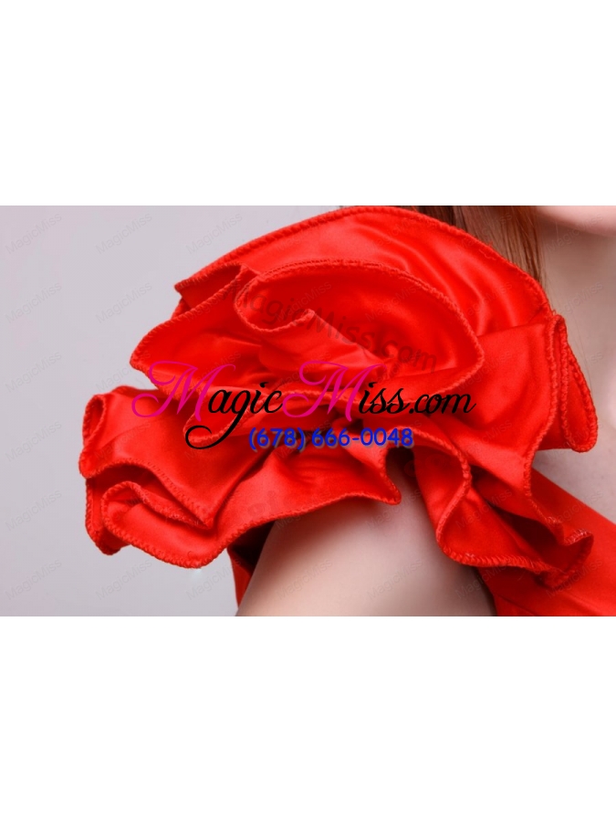 wholesale red column v neck hand made flowers mini length prom dress