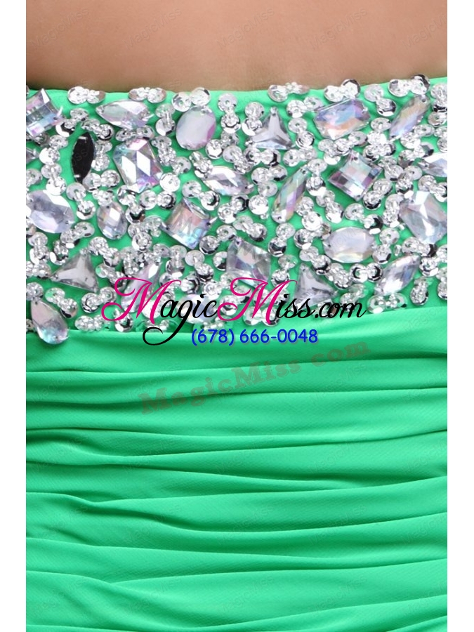 wholesale beaded sexy mini length green prom dress with side zipper