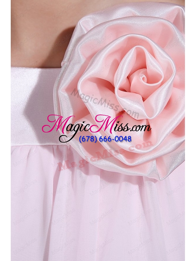 wholesale baby pink bateau flowers prom dress with tea length