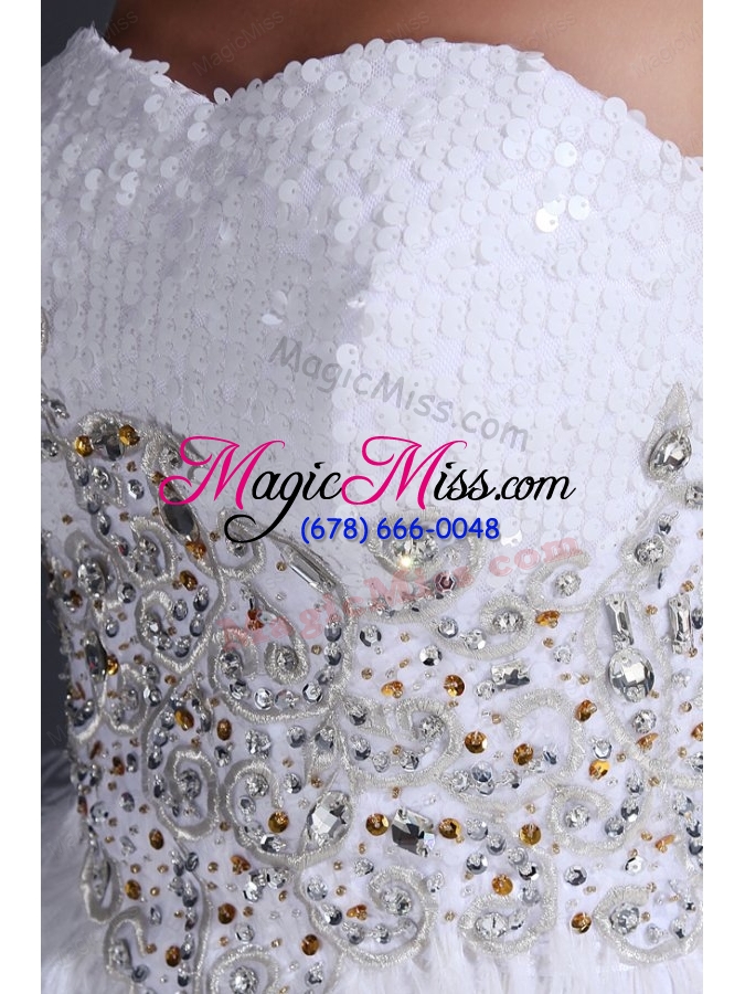 wholesale white short sweetheart prom dress with embroidery and beading