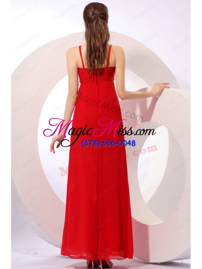 wholesale empire one shoulder red beading graduation chiffon 2014 prom dress