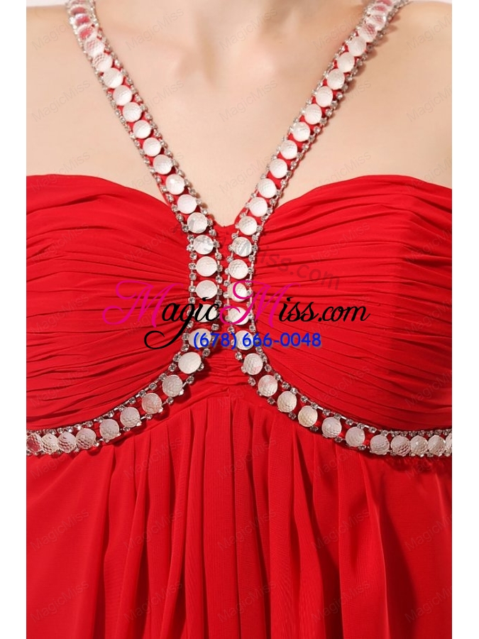 wholesale empire one shoulder red beading graduation chiffon 2014 prom dress