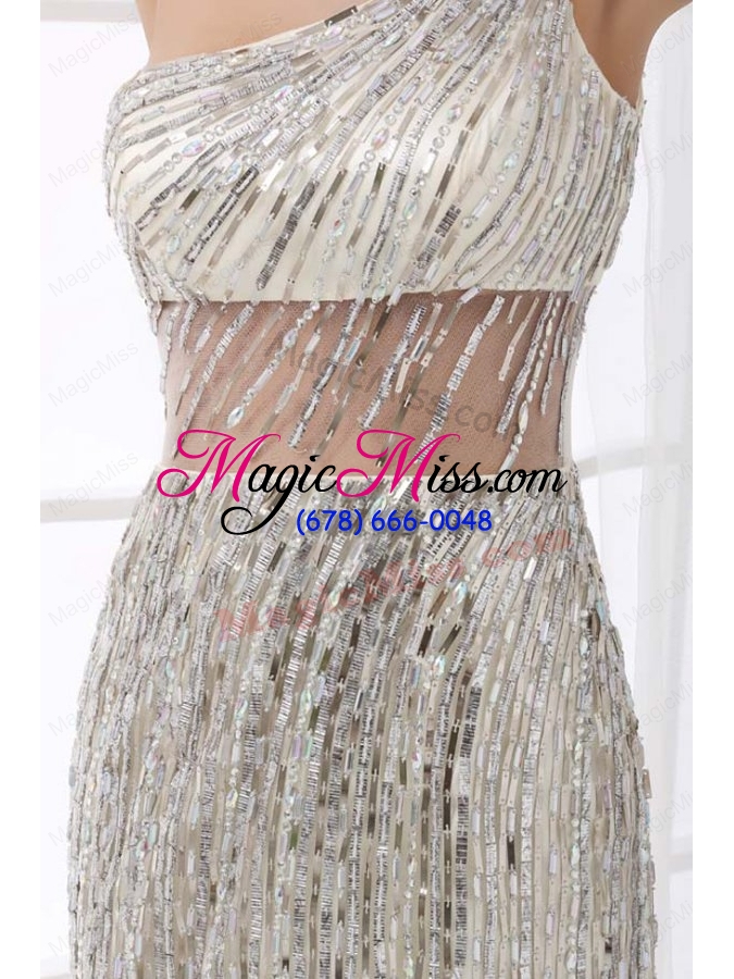 wholesale column silver one shoulder sequin floor length prom dress