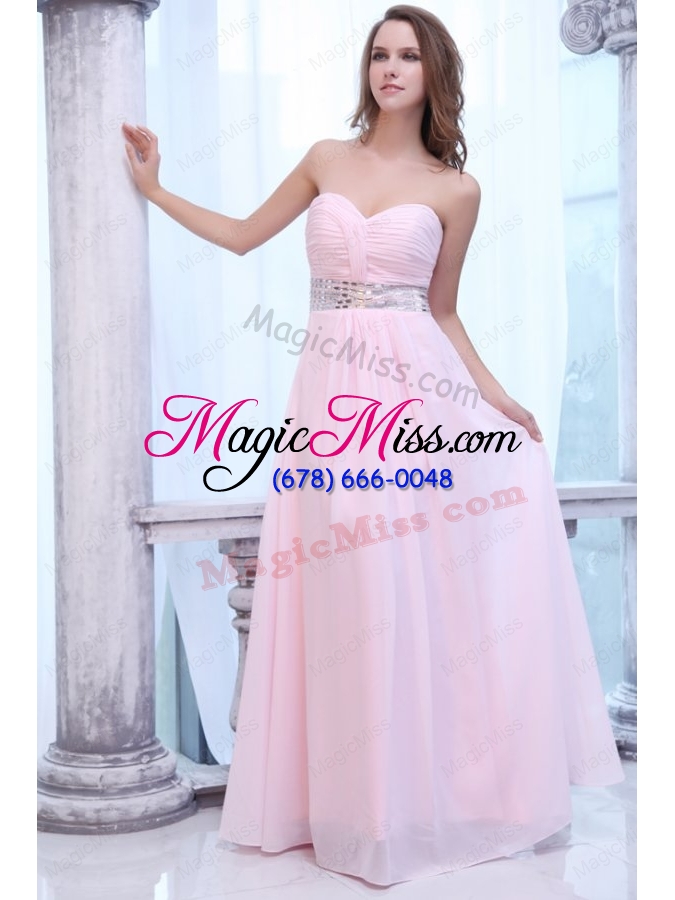 wholesale empire baby pink sweetheart ruching beading chiffon prom dress