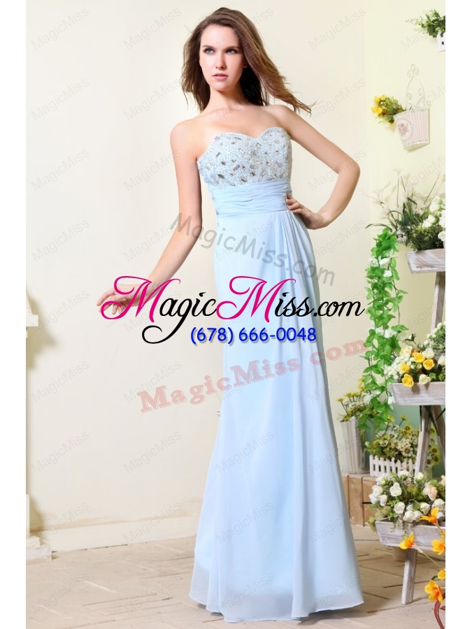 wholesale empire sweetheart beading light blue chiffon prom dress