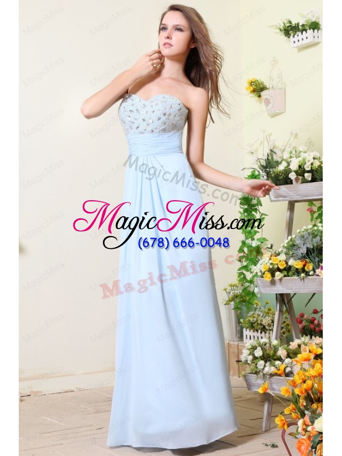 wholesale empire sweetheart beading light blue chiffon prom dress