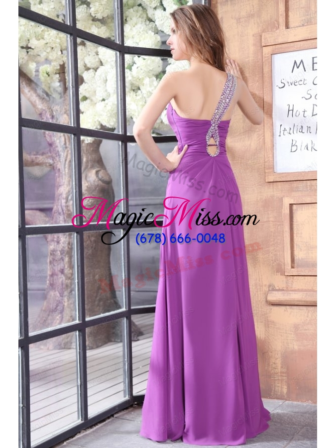 wholesale one shoulder beading and high silt chiffon prom dress in lilac