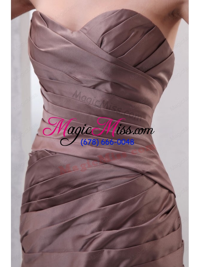 wholesale sweetheart a line ruching decorate chocolate prom dress with train