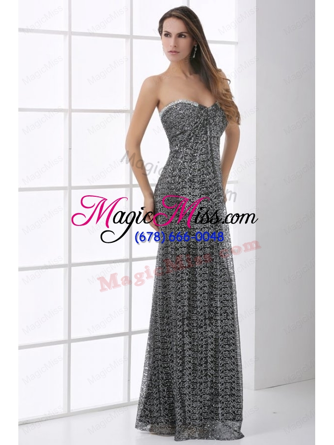 wholesale sweetheart silver and black empire floor length sequins prom dress