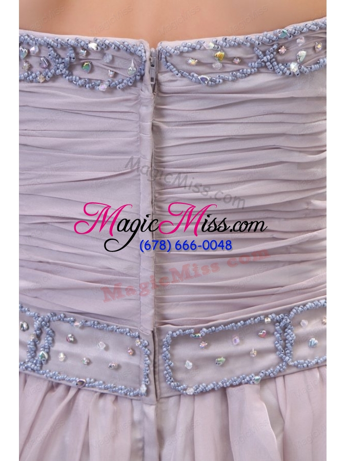 wholesale empire strapless beading and ruching chiffon floor length prom dress