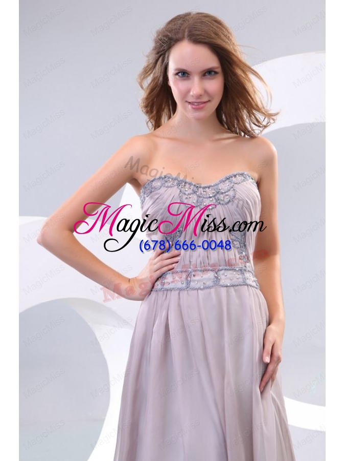 wholesale empire strapless beading and ruching chiffon floor length prom dress
