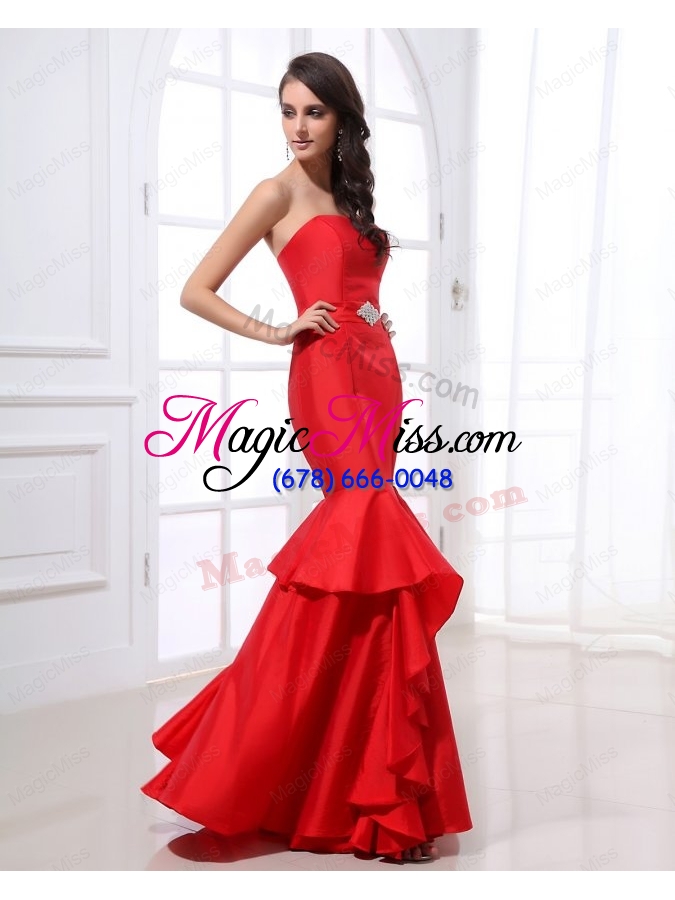 wholesale mermaid strapless beading wine red floor length prom dress