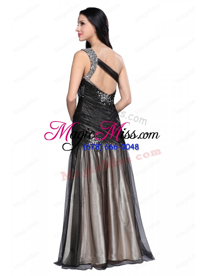 wholesale sexy column one shoulder ruching criss cross black tulle prom dress