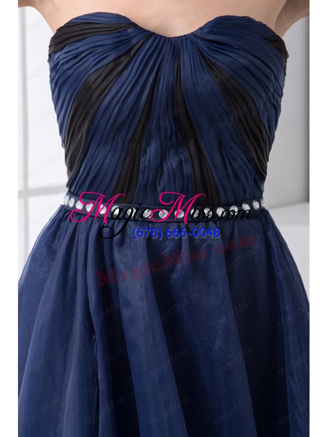 wholesale empire sweetheart beading ankle length chiffon navy blue prom dress