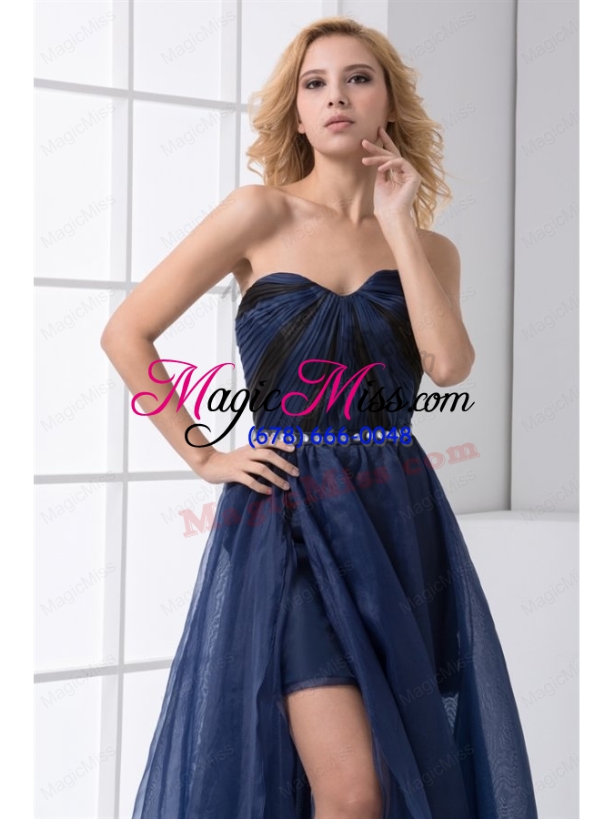 wholesale empire sweetheart beading ankle length chiffon navy blue prom dress