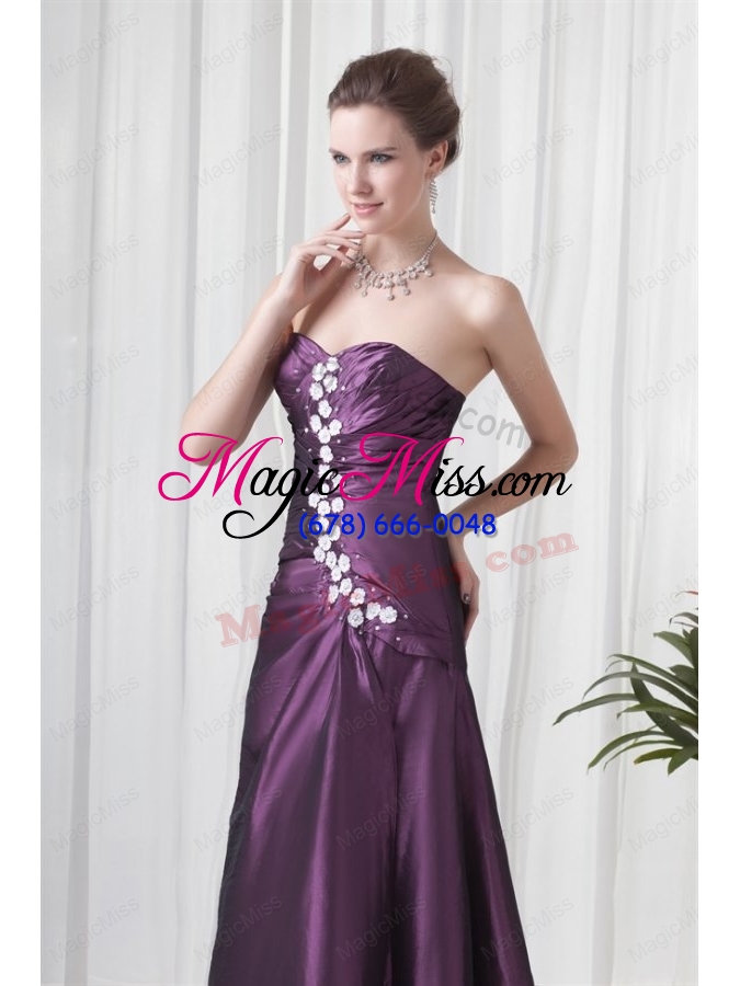 wholesale empire sweetheart purple appliques long lace up prom dress