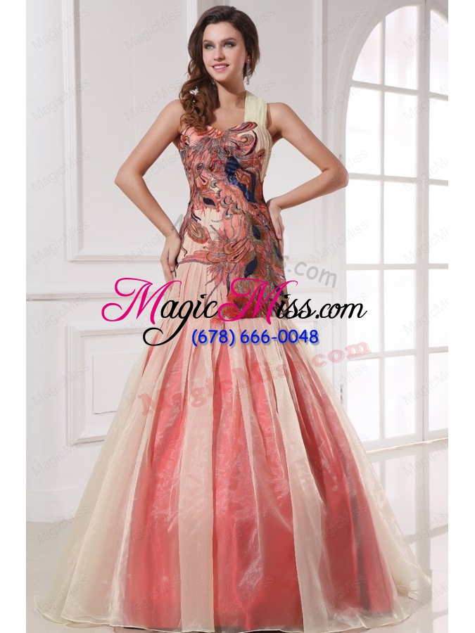 wholesale mermaid one shoulder floor length prom dress with appliques