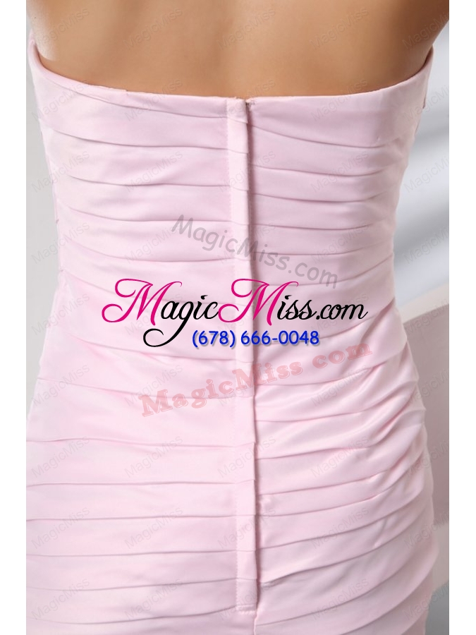 wholesale column baby pink strapless ruching short prom dress