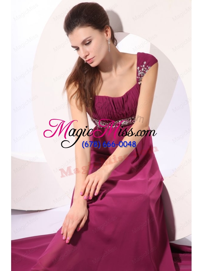 wholesale empire purple straps beading chiffon floor length prom dress