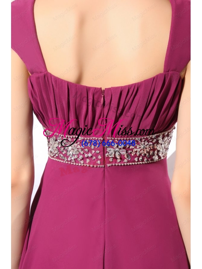 wholesale empire purple straps beading chiffon floor length prom dress
