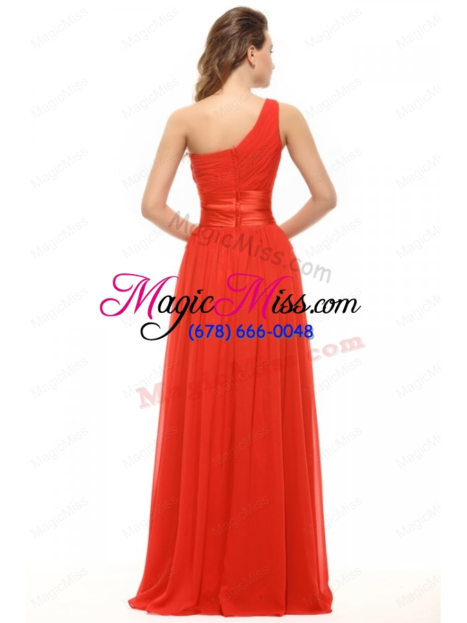 wholesale 2014 empire one shoulder chiffon beading and ruching red prom dress