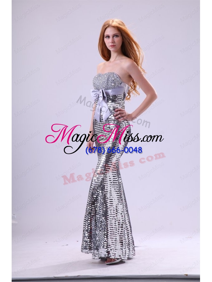 wholesale 2014 column sweetheart floor-length grey beading sequins prom dress