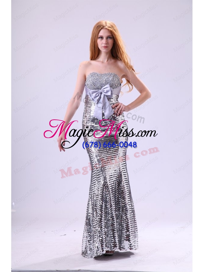 wholesale 2014 column sweetheart floor-length grey beading sequins prom dress