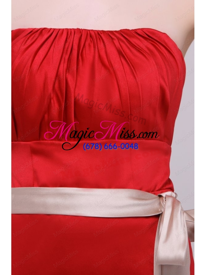 wholesale elegant column straples taffeta red floor-length prom dress with sashes