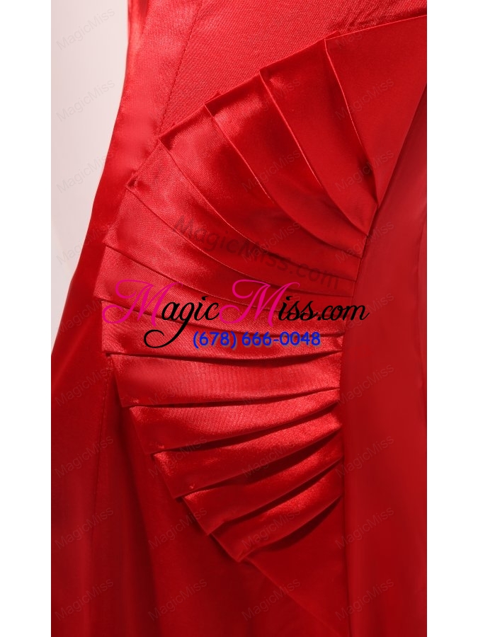 wholesale simple red column sweetheart ruching satin long prom dress