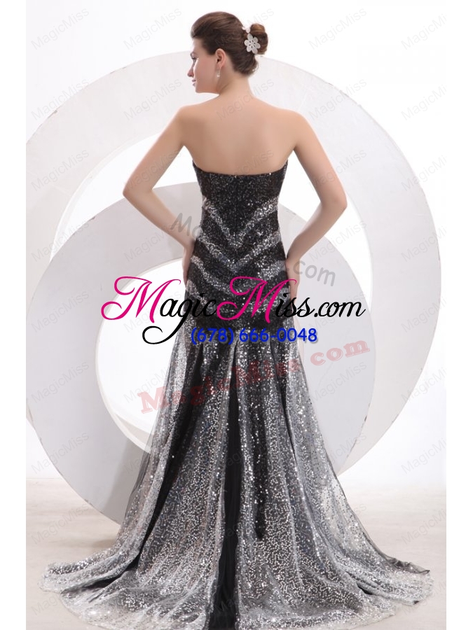 wholesale sexy mermaid sweetheart sequins brush train black 2014 spring prom dress