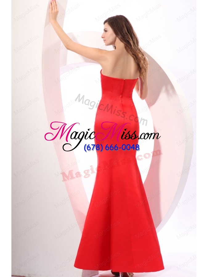 wholesale brand new strapless mermaid red ruche floor-length prom dress