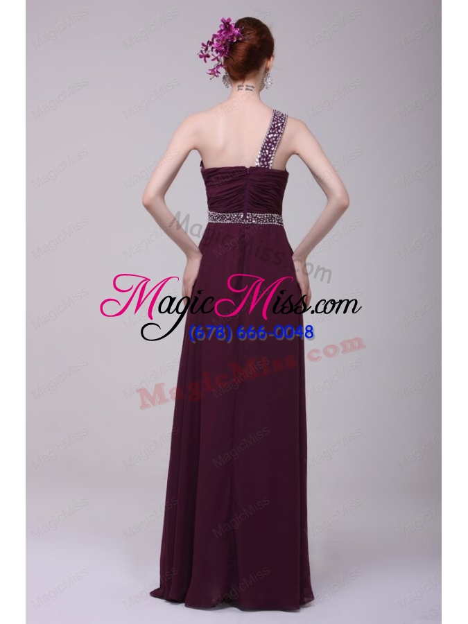 wholesale one shoulder empire chiffon beaded decorate full length prom dress