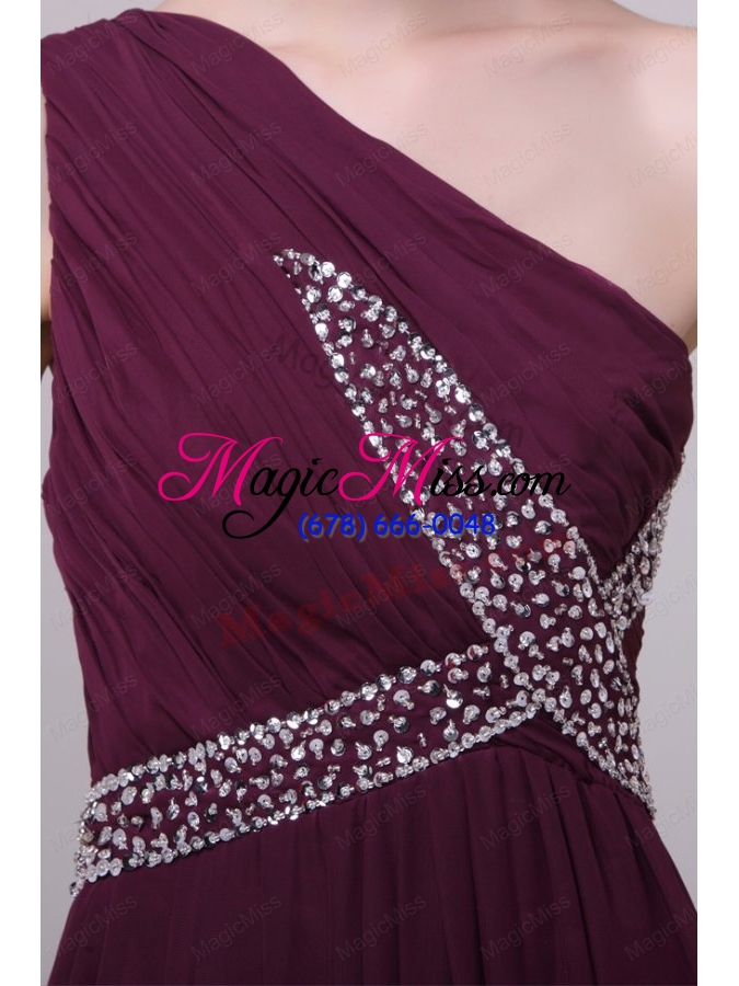 wholesale one shoulder empire chiffon beaded decorate full length prom dress