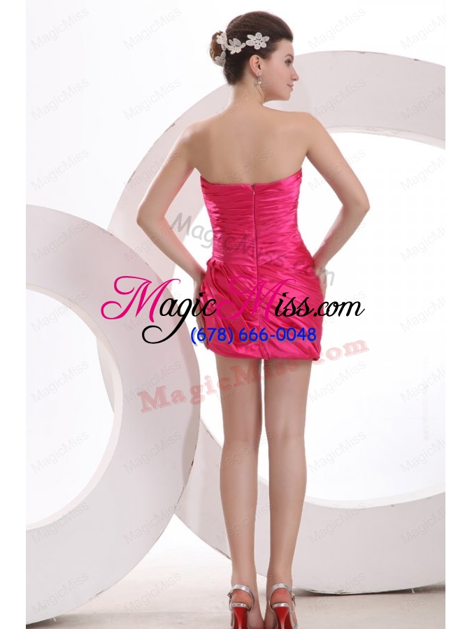 wholesale hot pink sweetheart ruching mini-length prom dress