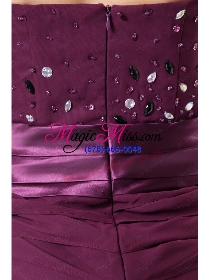 wholesale 2014 column purple sweetheart beading and ruching prom dress