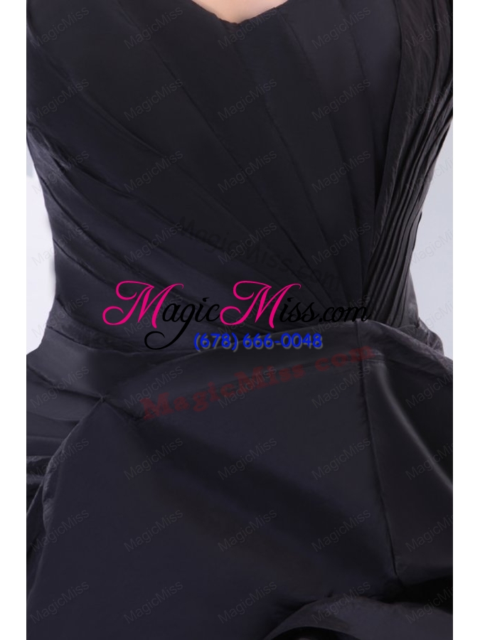 wholesale black column sweetheart ruching high slit prom dress