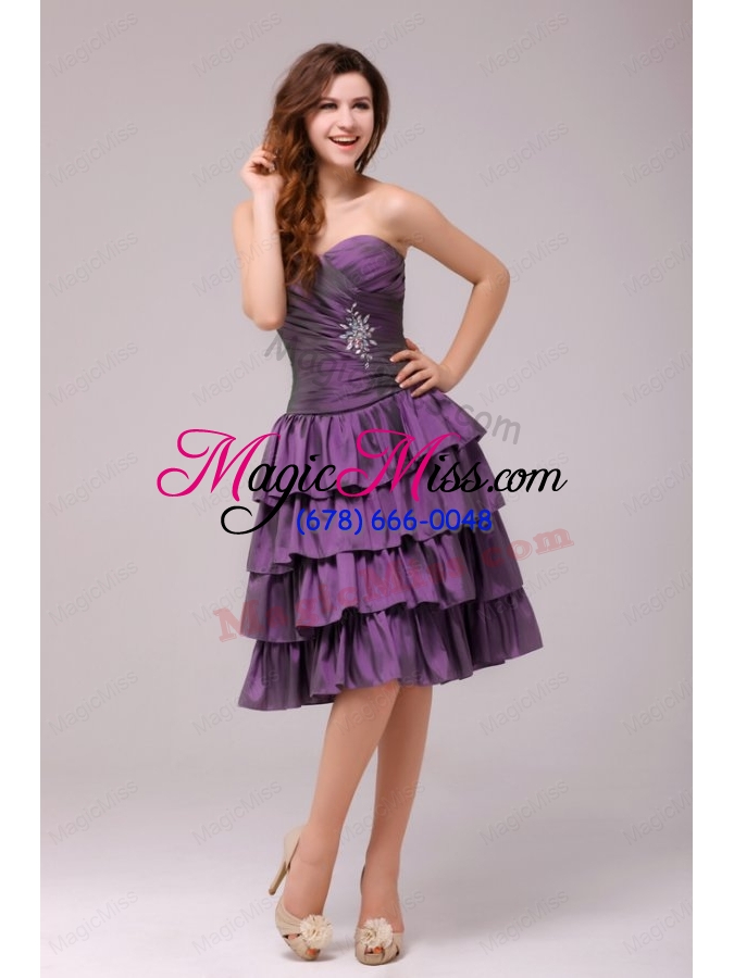 wholesale sweetheart beaded prom dress with ruffled layers knee-length