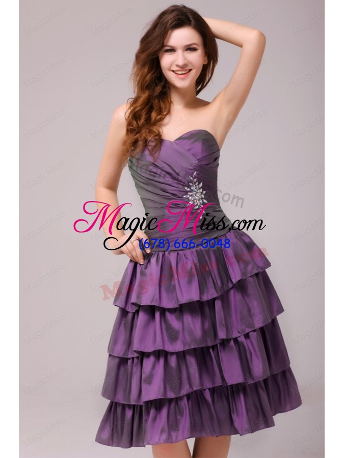 wholesale sweetheart beaded prom dress with ruffled layers knee-length