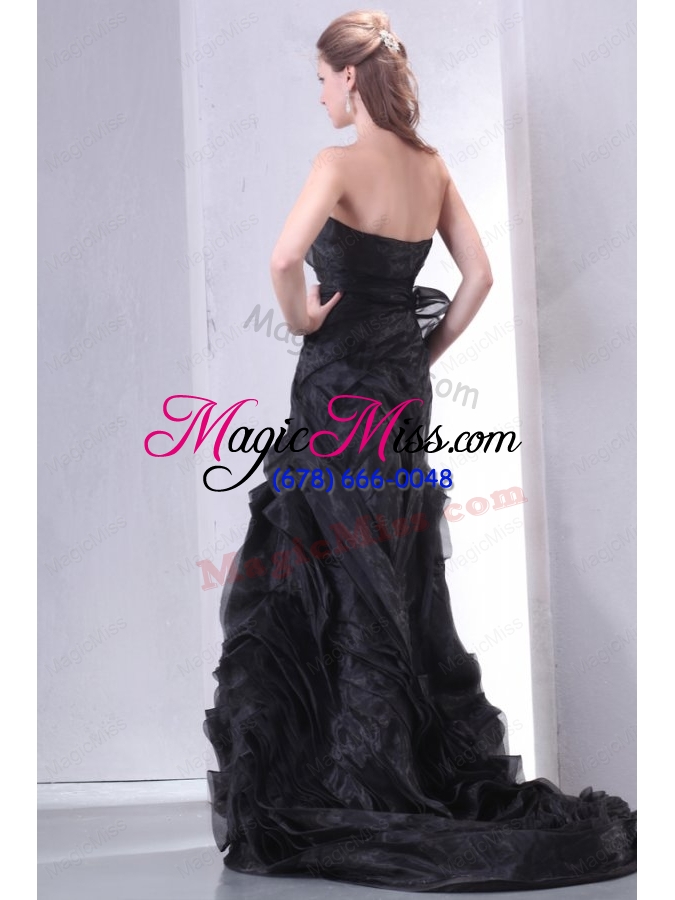 wholesale black a-line strapless prom dress with layers and sash