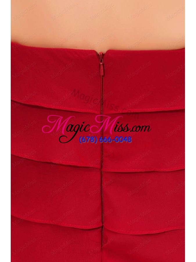 wholesale wine red empire strapless prom dress with ruffled layers